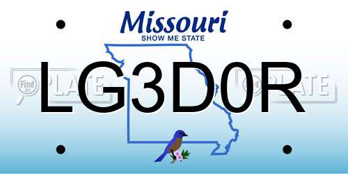 LG3D0R Missouri License Plate