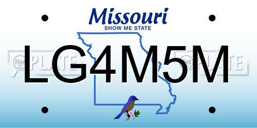 LG4M5M Missouri License Plate