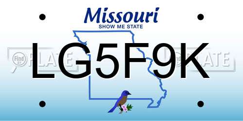 LG5F9K Missouri License Plate