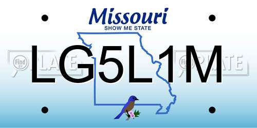 LG5L1M Missouri License Plate
