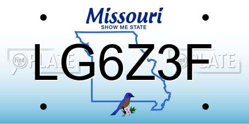 LG6Z3F Missouri License Plate