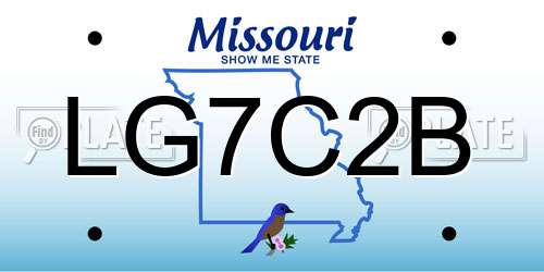 LG7C2B Missouri License Plate