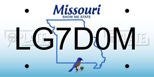 LG7D0M Missouri License Plate