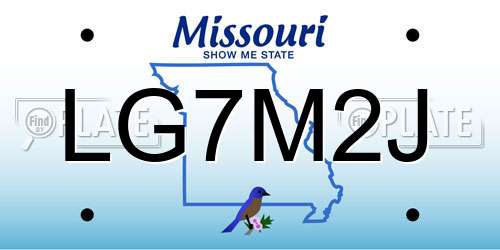 LG7M2J Missouri License Plate