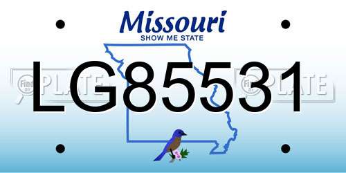 LG85531 Missouri License Plate