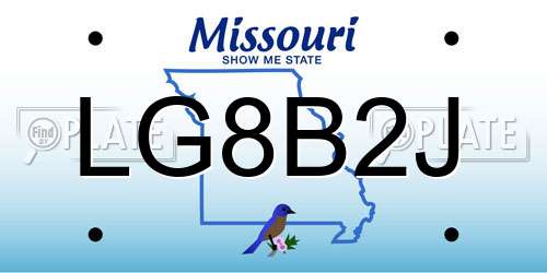 LG8B2J Missouri License Plate