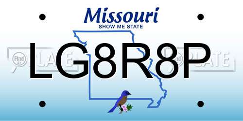 LG8R8P Missouri License Plate