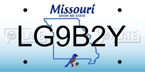LG9B2Y Missouri License Plate