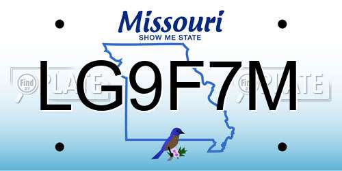 LG9F7M Missouri License Plate