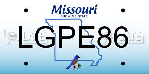 LGPE86 Missouri License Plate