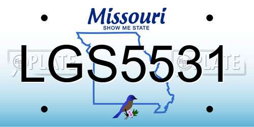 LGS5531 Missouri License Plate