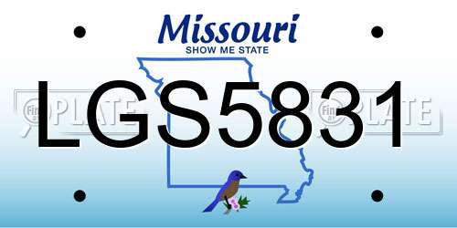 LGS5831 Missouri License Plate