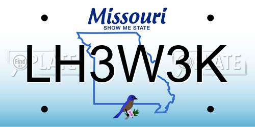 LH3W3K Missouri License Plate