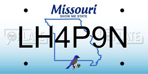 LH4P9N Missouri License Plate