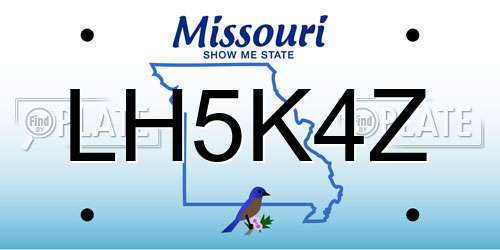 LH5K4Z Missouri License Plate