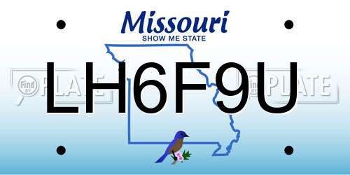 LH6F9U Missouri License Plate