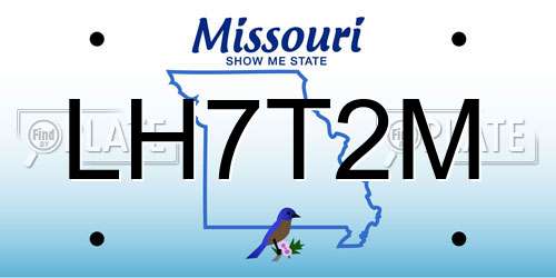 LH7T2M Missouri License Plate