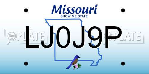 LJ0J9P Missouri License Plate