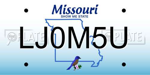 LJ0M5U Missouri License Plate