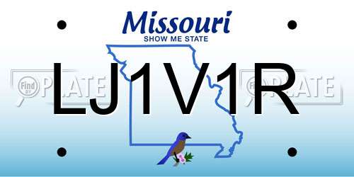 LJ1V1R Missouri License Plate