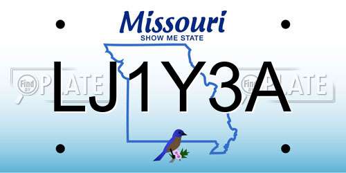 LJ1Y3A Missouri License Plate