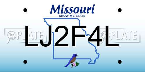 LJ2F4L Missouri License Plate