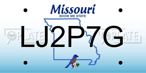 LJ2P7G Missouri License Plate