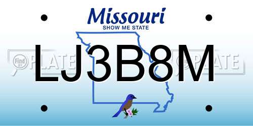 LJ3B8M Missouri License Plate