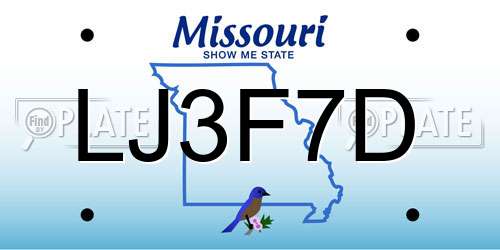 LJ3F7D Missouri License Plate