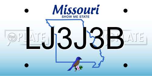 LJ3J3B Missouri License Plate