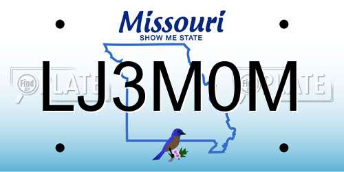 LJ3M0M Missouri License Plate