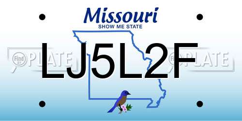 LJ5L2F Missouri License Plate