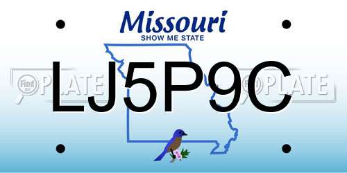 LJ5P9C Missouri License Plate