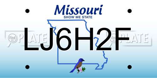 LJ6H2F Missouri License Plate
