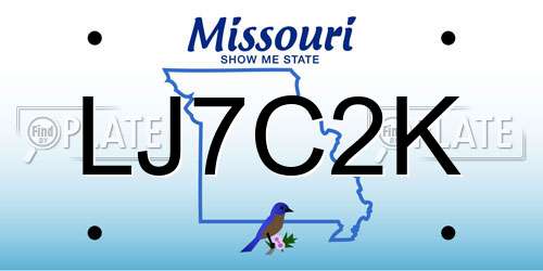 LJ7C2K Missouri License Plate