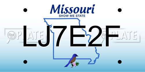 LJ7E2F Missouri License Plate
