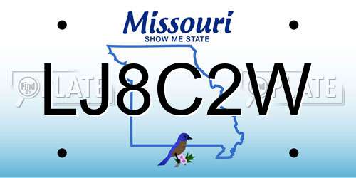 LJ8C2W Missouri License Plate