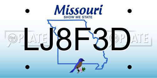 LJ8F3D Missouri License Plate