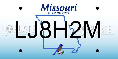 LJ8H2M Missouri License Plate