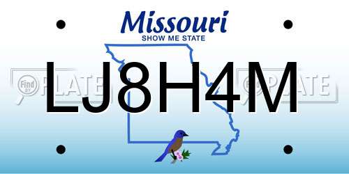 LJ8H4M Missouri License Plate