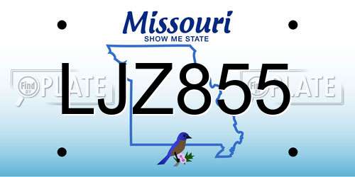 LJZ855 Missouri License Plate