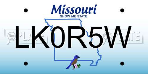 LK0R5W Missouri License Plate