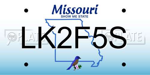 LK2F5S Missouri License Plate