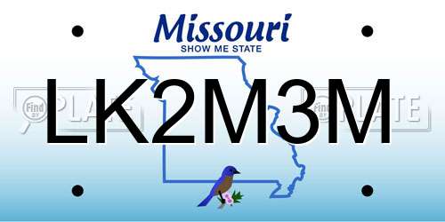 LK2M3M Missouri License Plate