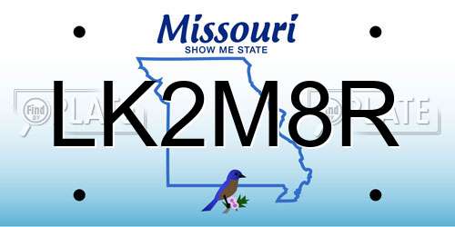 LK2M8R Missouri License Plate
