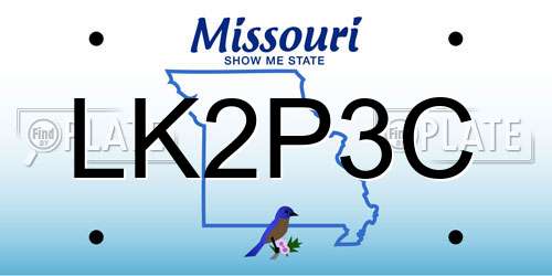 LK2P3C Missouri License Plate