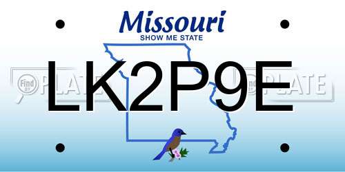 LK2P9E Missouri License Plate