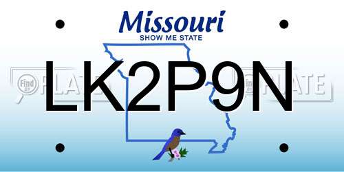 LK2P9N Missouri License Plate