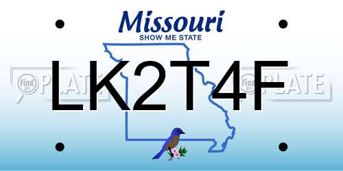 LK2T4F Missouri License Plate