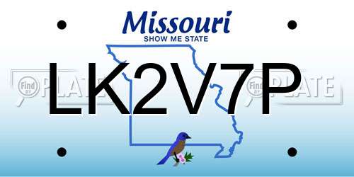 LK2V7P Missouri License Plate